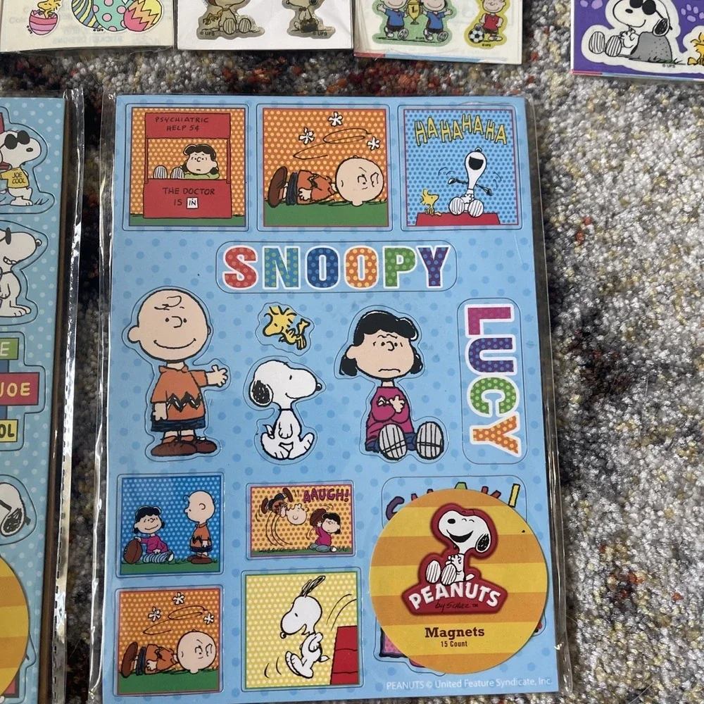 Y2K Peanuts Snoopy Collectibles Lot Stickers Magnet Scrapbook Collection Patches